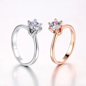 Wedding Engagement Rings For Women Female Jewellry Silver Color Ring 6 Clows Zirconia Ring With Stone Jewelry Wholesale R013