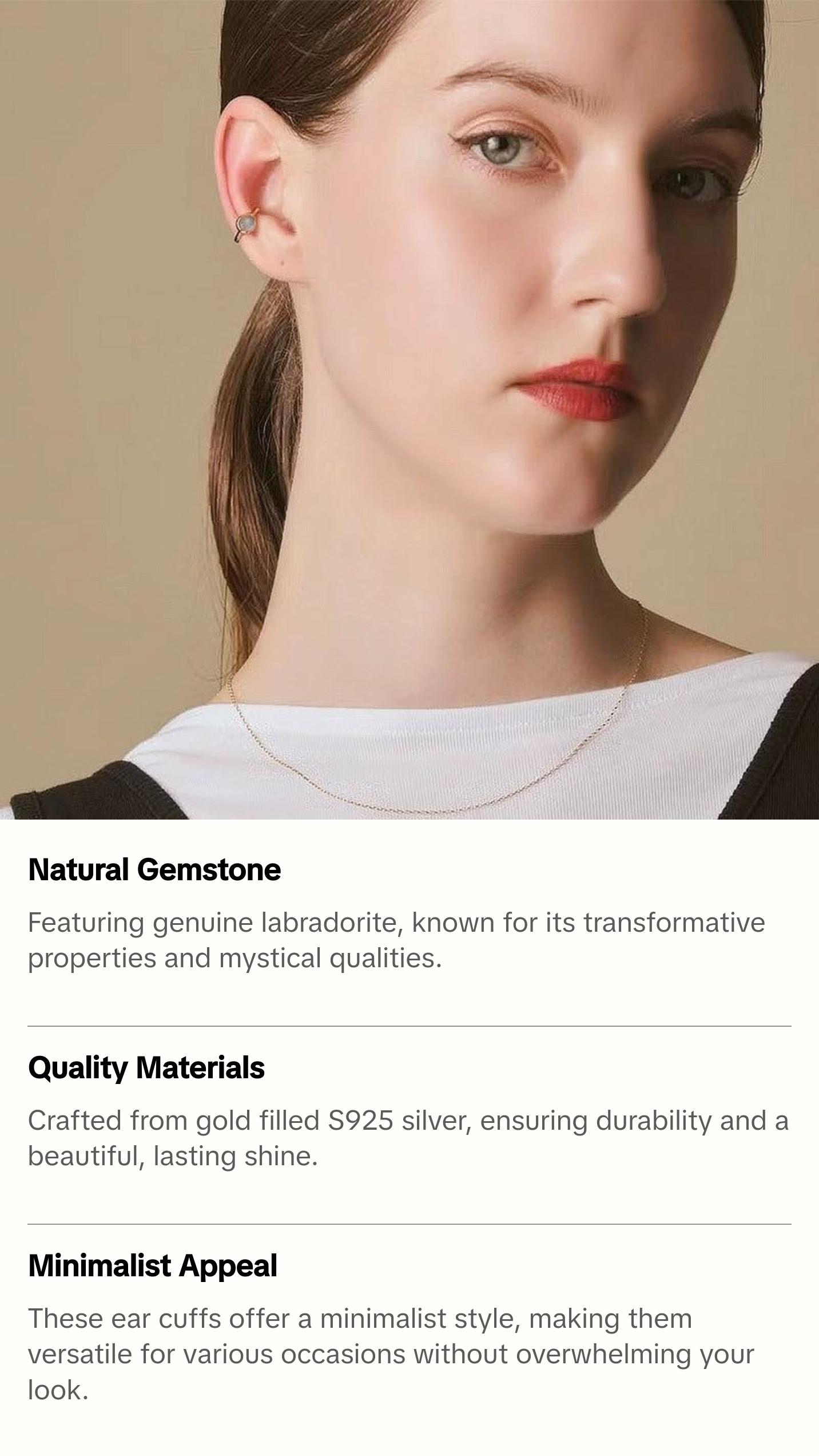 Labradorite Minimalist Ear Cuffs