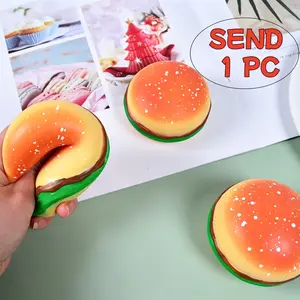 1pc Simulation Burger Stress Relief Toy, Creative Novelty Gift, Fun Squeeze and Pull Bun Toy, Ideal for Anger Management