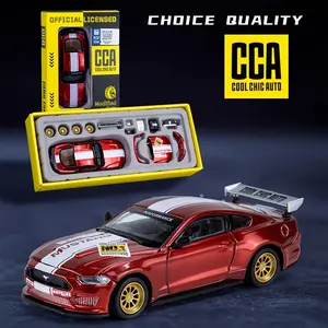 1pc CCA 1:42 Ford Mustang GT2018 Red Car Model Can Open The Door Can Replacement Parts Collection Model Ornament Toys Halloween Christmas Gift