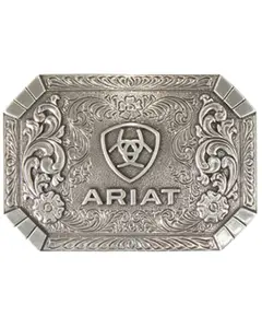 Ariat Women's Floral Silver Rectangular Belt Buckle - A37018