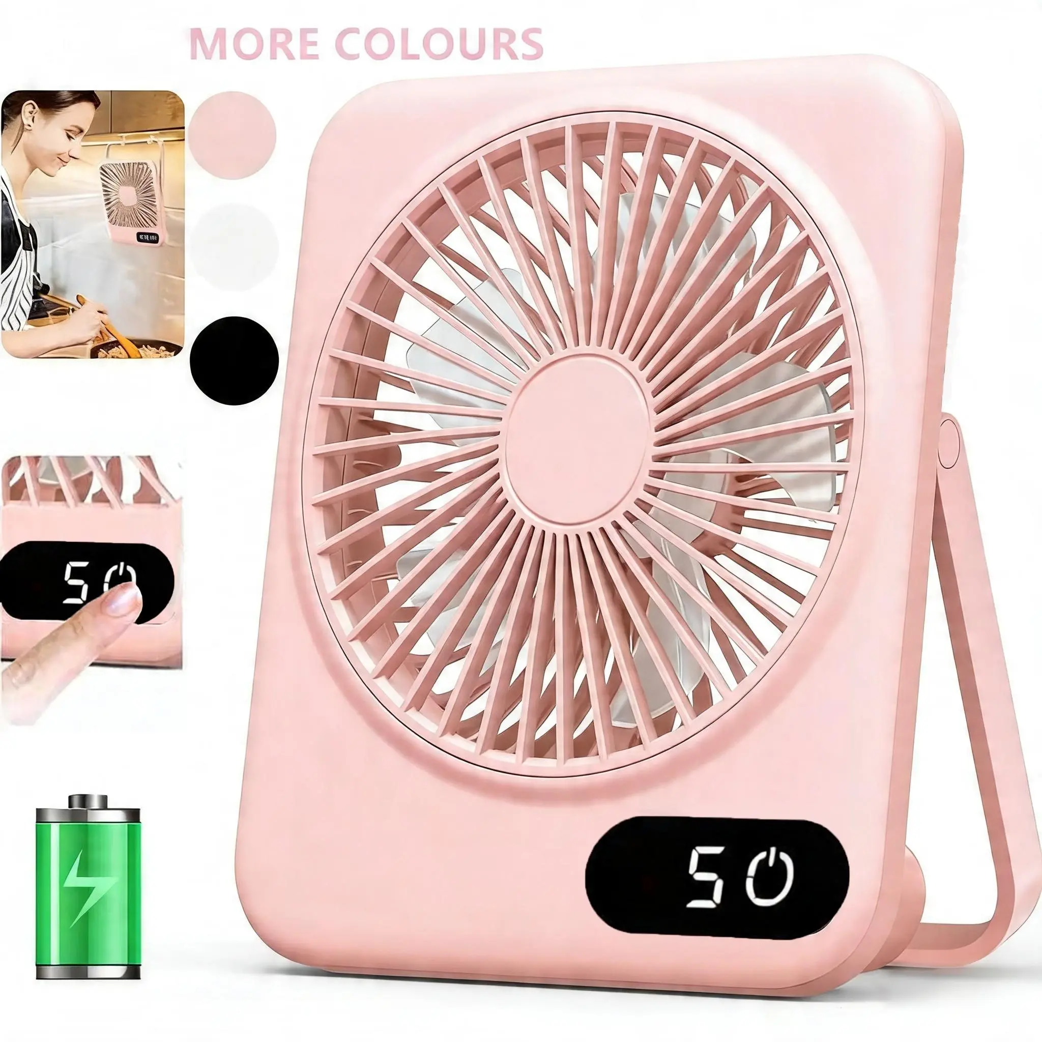 【Back to School】USB Rechargeable Mini Desk Fan 180° Tilt Folding 5 Speeds Adjustable Strong Airflow Quiet Portable Small Fan for 【SummerVibes】Home Office Bedroom Travel Cooling Rotating Fan for Desktop Table Personal Use