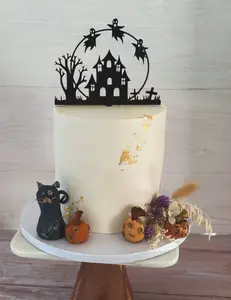 Haunted House Acrylic Cake Topper Halloween Cake Decoration Spooky Birthday Party Decor Gothic Wedding Cake Topper Baby Shower Cake Decoration Halloween Party Cake Supplies Spooky Cake Topper Acrylic Cake Decoration Haunted Party Cake Decor