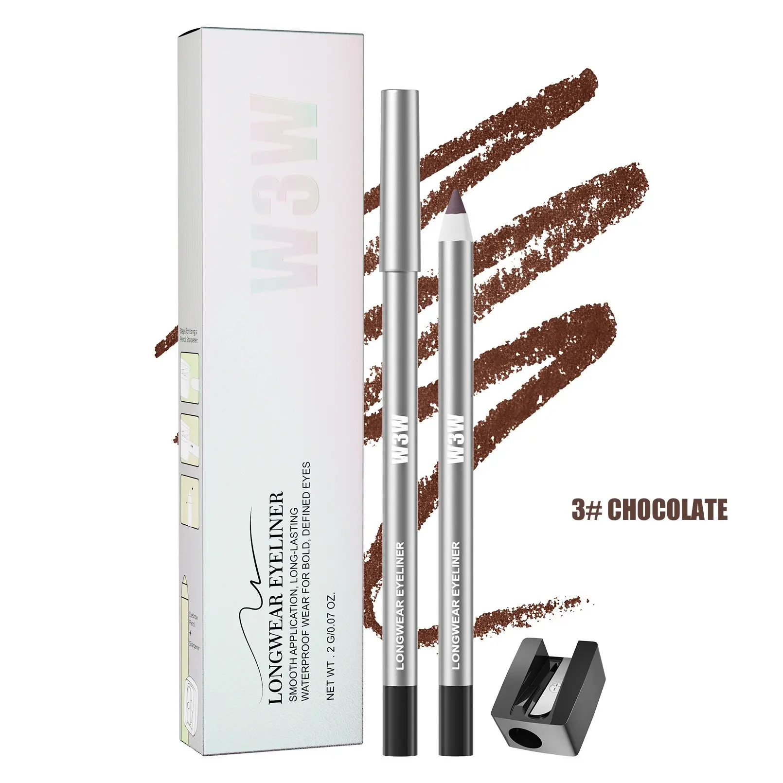 1.42g Solid Colored Gel Eyeliner & Lipliner Pen - Retractable Twist Application, Built-In Sharpener, 24H Long-Lasting, Smudge-Proof, Waterproof, Lightweight, Smooth Rich Color Payoff, Transfer-Proof for Youth Makeup Beginners, Office Makeup, Gym Use Daily