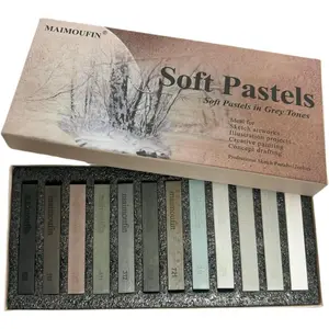 12-Pack Gray Tone Soft Pastel Sticks - Square Water-Soluble Artist Chalks with High Pigment for Sketching Drawing & Illustration Perfect for Artists Beginners & Hobbyists Grey