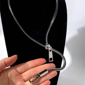Dragon Bone Zipper Necklace - Stylish Silver Tone Chain with Secure Zipper Closure for Trendy Outfits