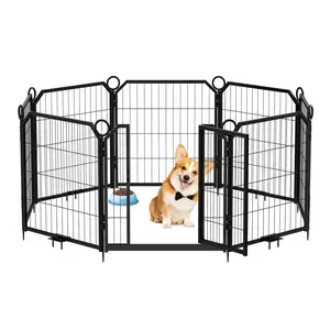 Indoor Dog Playpen, Heavy Duty Metal Animal Barrier Fence, Portable Outdoor Dog Kennel with Door, Pet Exercise Pen for Outside RV, Camping, Garden, Yard