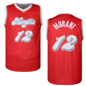 Men's #12 Memphis Red Mesh Basketball Jersey V-Neck Breathable Lightweight Sleeveless Top for Game Day & Leisure Time