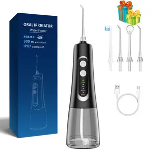 Portable Rechargeable Water Flosser, 300ML Waterproof Electric Oral Irrigator, Cordless Oral Irrigator for Home & Travel