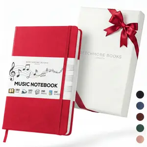 Beechmore Books Music Manuscript Paper Notebook - A4 Blank Sheet Music Composition Book for Songwriters & Musicians, 120gsm Thick Staff Paper, 10 Staves, Hardcover Vegan Leather, Perforated Pages