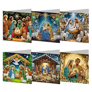 6-Piece Diamond Painting Card Kit, DIY Character Theme Holiday Cards with Envelopes, Creative Gift for Birthdays & Valentine's Day, Diamond Painting Kits