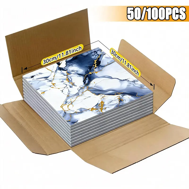 50/100pcs 30 X 30Cm/11.8 X 11.8In Self-Adhesive Glossy Gold-Plated Sheet, 3D Three-Dimensional Wall Panel, Waterproof And, Removable, Seamless Splicing And Quick Installation, Covering Cracks And Stains, Easy to Clean And Wear-Resistant
