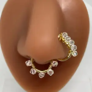 Fake Nose Ring | Nose Cuff | Faux Nose Ring | Fake Nose Ring Bead Wrapped| Nose Cuff Set | No Piercing Needed | Adjustable Nose Clip