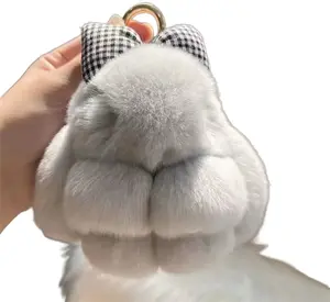 Soft Plush Bunny Keychain with Pastel Red Bow & Mini Bow Adorned Keyring - Perfect Valentine's Day Gift for Women & Birthday Keepsake - Lovely Cartoon Accessory