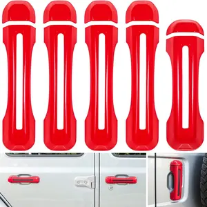 Door Handle Inserts Cover Trim+Tailgate Handle Cover for 2018-2024 Jeep Wrangler JL JLU Sports Sahara Freedom Rubicon Unlimited Gladiator JT 2-Door & 4-Door Exterior Accessories (Red 5PCS)