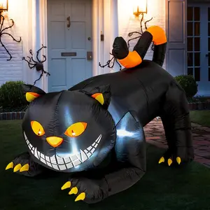 6-Foot Inflatable Black Cat for Halloween, Featuring a Shakable Head and Integrated LED Lights – Perfect for Outdoor Decorations, Ornaments