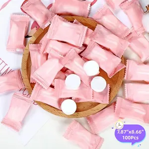 Compressed Towesl 100 PCS Mini Tablets Disposable Portable Face Towel Good Great Coin Tissue Eco-Friendly for Travel, Camping, Hiking, Sport, Beauty, Home Hand Wipes, Outdoor Activities Pink