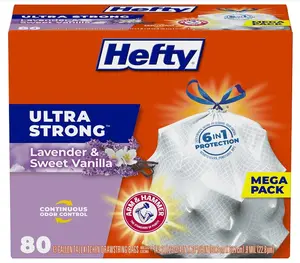 13 Gallon 80 pcs Ultra Strong Lavender and Sweet Vanilla Scent Tall Kitchen Trash Bags