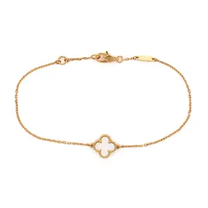 Pre-owned Van Cleef & Arpels Sweet Alhambra Bracelet 18K Yellow Gold and Mother of Pearl by Rebag