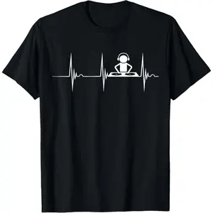 Music Producer Disc Jockey Heartbeat ECG Pulse DJ Mixing Console T-Shirt ,Made in USA