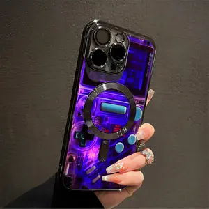 Four-corner drop-proof metal camera Aesthetic Electroplated TPU Casing For iphone 16 15 14 13 12 11 PRO MAX PLUS Metal Magnetic MagSafe Game console model pattern Soft Silicone Shockproof Protector Phone Cases Shell Cover Protection  Cellphone Smartphone