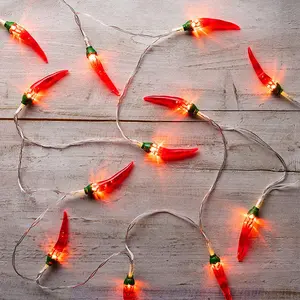 20 LED Battery Operated String Lights with Chili Pepper - Warm White