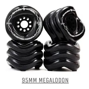Shark Wheels 95mm 78A Black Megalodon Formula for Cruising Carving Freeride Downhill on All Longboards Made in California US