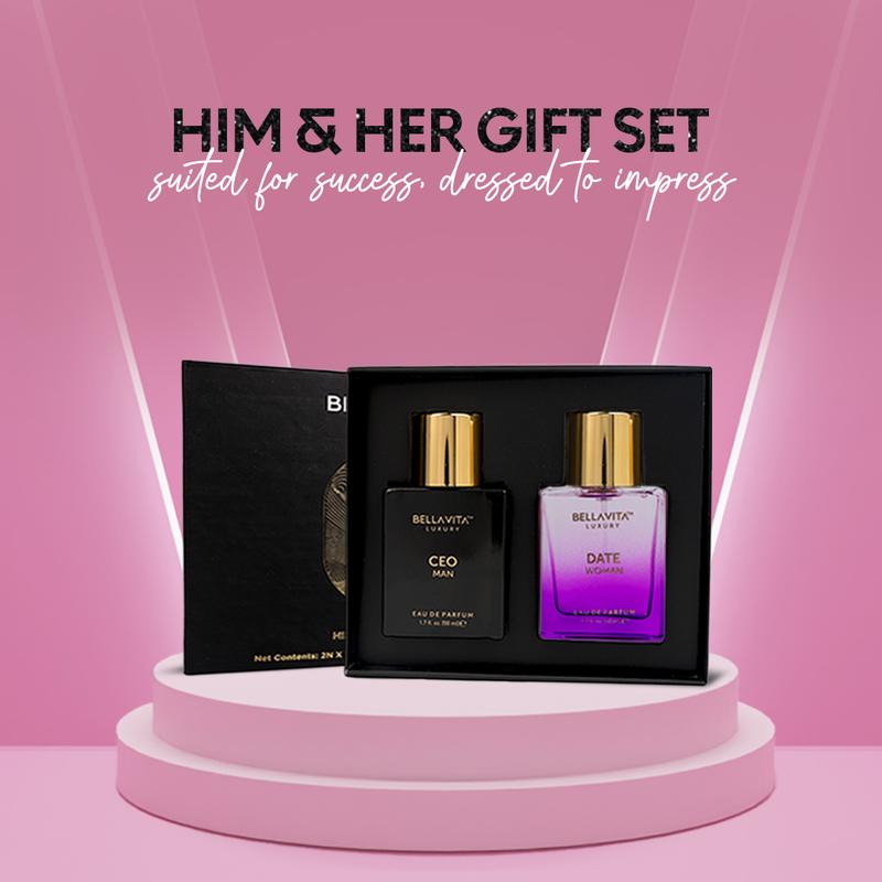 Bellavita Luxury CEO Man & Date Women Valentine Gift Set | Classic Perfume Duo 50ml Each | Power & Romance Combo | Couple Gift | Vegan & Cruelty-Free
