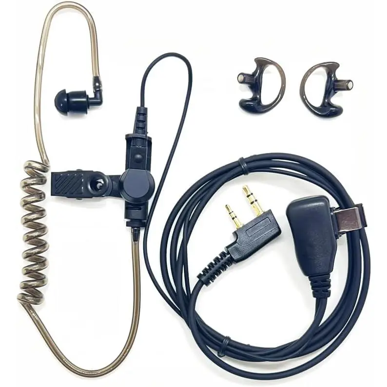 Covert Air Acoustic Tube Earpiece with Mic for  UV-5R Two Way Radio,  Headset and PTT Compatible with Walkie Talkies Brands ,Kenwood, Pxton, Wouxun,Puxing (1 Pack-Black)