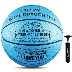 Moactiv 1pc To My GrandDaughter - I Love You To The Moon And Back - Personalised Light Blue Basketball For Birthday Gifts(With A Pump)