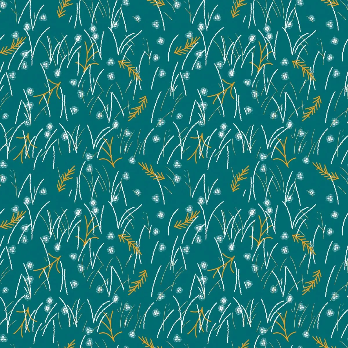 Fabric Blank Quilting Teal Field Grass Highland Nature Walk by the Quarter Yard 4595-67