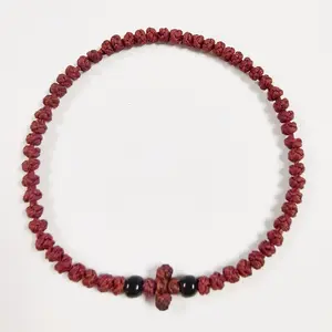 Komboskini Chotki prayer rope bracelet.Greek Orthodox prayer rope Komboskini 33-65 knotted wax thread bracelet, Greek cross prayer rope bracelet