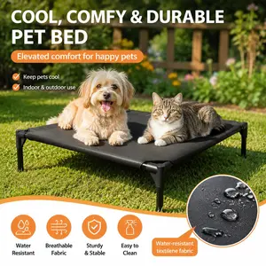 Elevated Dog Bed with Breathable Mesh, Raised Cooling Pet Cot for Indoor & Outdoor Use, Heavy-Duty Metal Frame for Small, Medium & Large Dogs