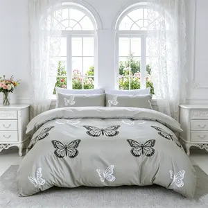 3pcs Elegant Butterfly Print Bedding Set, Includes 1 Duvet Cover + 2 Pillowcases, Comfortable Sleep, Perfect Gift for Dorm Room, All Seasons