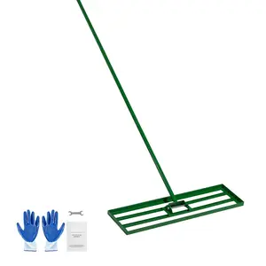 36x10 Inch Lawn Leveling Rake With 78 Inch Steel Extended Handle, Heavy-Duty Lawn Leveler Tool For Garden, Golf Course, Farm And Yard, Ideal For Smoothing Sod, Gravel, Soil, And Turf Surfaces, Weather-Resistant Build