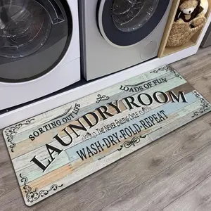 Non Slip Laundry Room Rug - Farmhouse Kitchen Floor Mat -Laundry Room Rug- Runner Decor -Washable Floor Carpet for Washroom Mudroom Kitchen Bathroom Hallway-17 x48