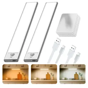 12inch Under Cabinet Lighting 2 Pack Rechargeable Motion Sensor Light Indoor 5 Levels Dimmable Magnetic Closet Lights Wireless Under Counter Lights for Kitchen Stairs with 2100mAh Battery Led Strip