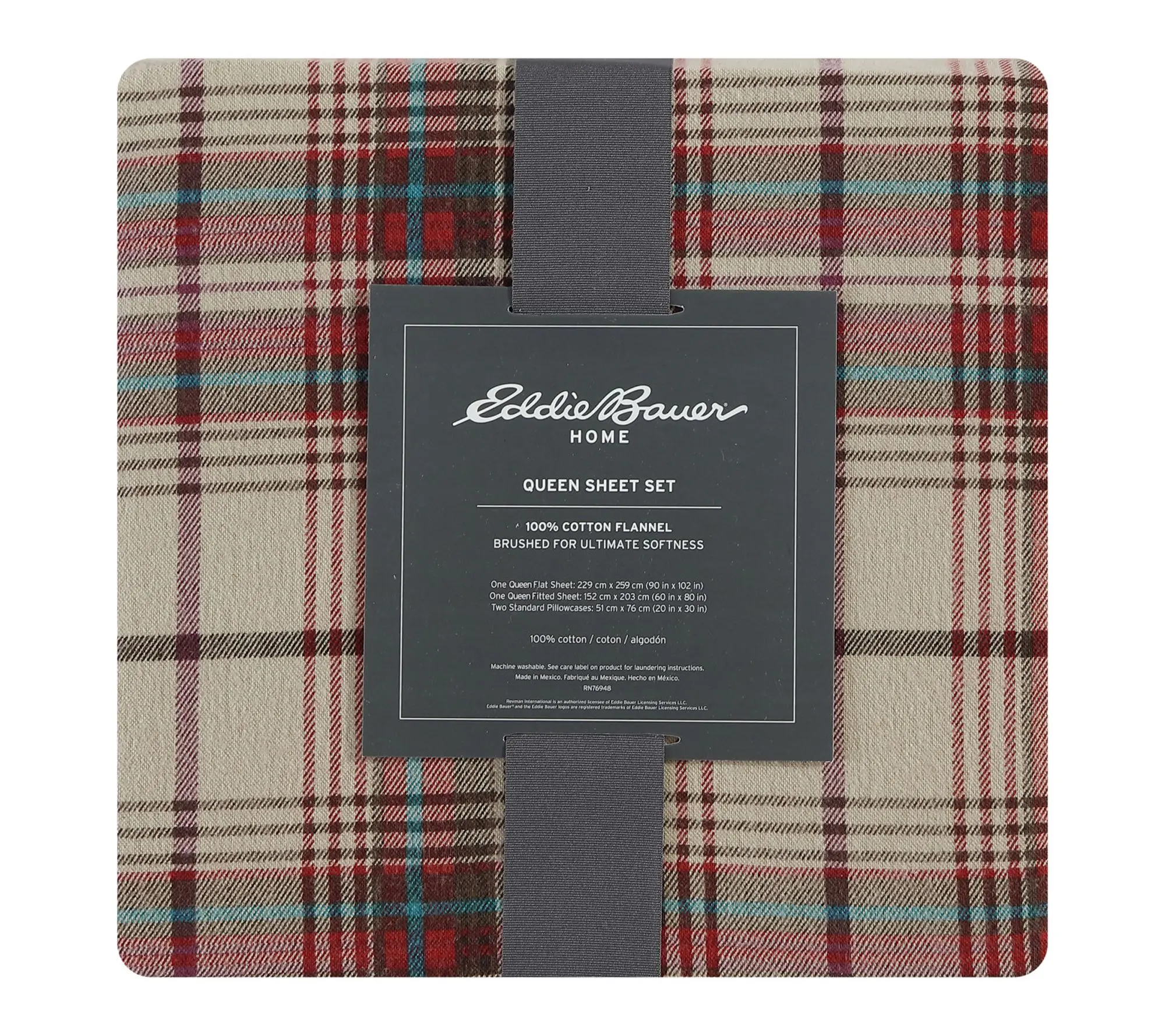 Eddie Bauer Montlake Plaid Red Cotton King Sheet Set