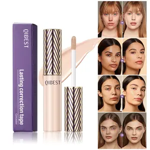 Qibest Waterproof Sweatproof Concealer Liquid, Long-Lasting Non-Fading Formula, Covers Spots Acne Scars Dark Circles, Makeup Foundation