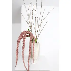 Astor Vase - Beige Ceramic Vase with Ribbed Design for Floral Arrangements and Decorative Ornaments