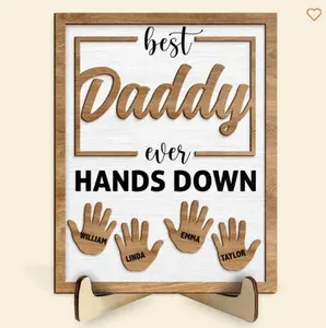 Best Dad Ever Hands Down - Personalized Wooden Plaque