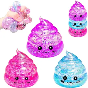 3PCS Novelty Poop Squishy Stress Balls, 3 Colors Glitter Sensory Joke Prank Toy, Anxiety Relief Squeeze Fidget for Adults Teens Kids, Autism Friendly Party Favor