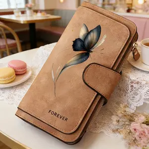 1pc Ink-wash style butterfly pattern women's long wallet, multi-functional wallet, portable snap coin purse, birthday gift and daily commuting essential, perfect holiday gift, suitable for outdoor, travel and family use, 3.26CYJ-10