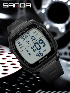 Sanda Multifunction Watch, Stopwatch Alarm, Luminous Hourly Chime, Analog-Digital Face, Street Style, Great Birthday Gift for Teens