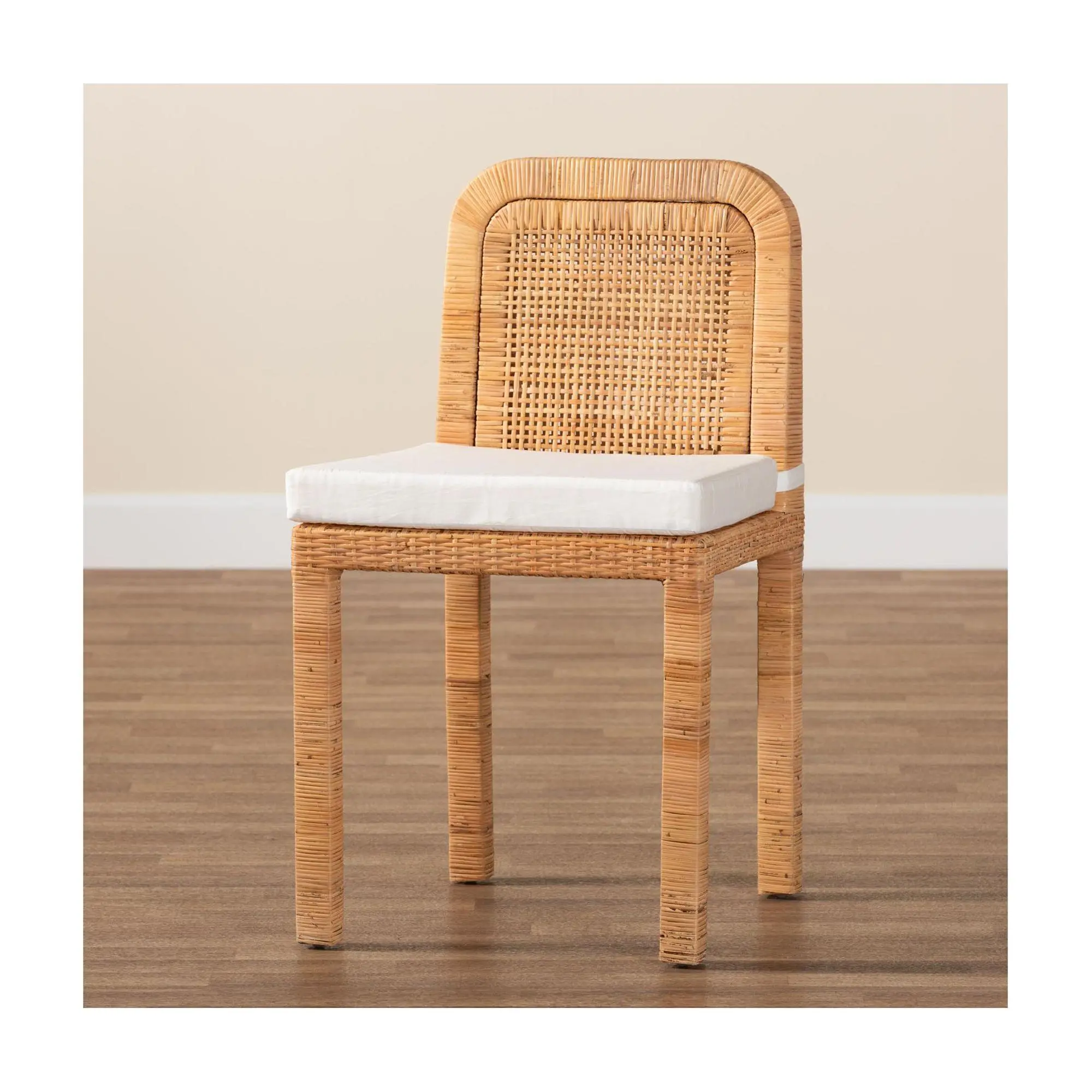 bali & pari Zariah Brown Rattan and Wood DiningChair Set of 2