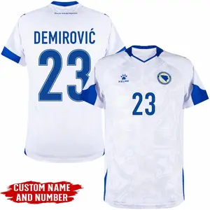 [Custom Name & Number] Kelme Bosnia and Herzegovina Away Demirović 23 Jersey , US Version Men's Jersey (Made in USA）