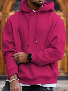 Men's Hoodie for Fall Winter, Casual Fitted Design with Pocket, Warm Large Size Long Sleeve Sweatshirt, Multiple Colors Available, Everyday Wear