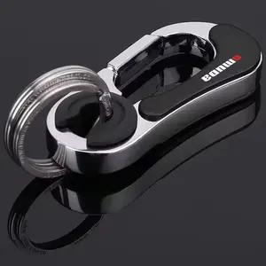 Men's Car Keychain Solid Color Metal Waist Hanging Business Keychain Double Ring Key Ring