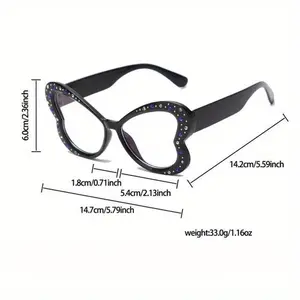 Women’s High-Quality Non-Prescription Eyeglasses - Fashion Frames, Oversized Full-Rim Rhinestone-Edge, Transparent Teal & Gradient Purple, Lightweight Durable Glasses for Party, Street Style (Leisure & Outdoor Accessory)