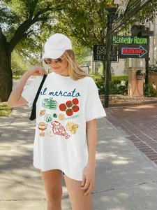 il mercato Italian Market Food White T-Shirt | Casual Coastal Italian Streetwear Top | Premium Cotton Fabric | Retro Italian Market Aesthetic | Relaxed Oversized Fit | Eye-Catching Italian Food Print | Versatile Daily Wear | Perfect for Italy/Food Style